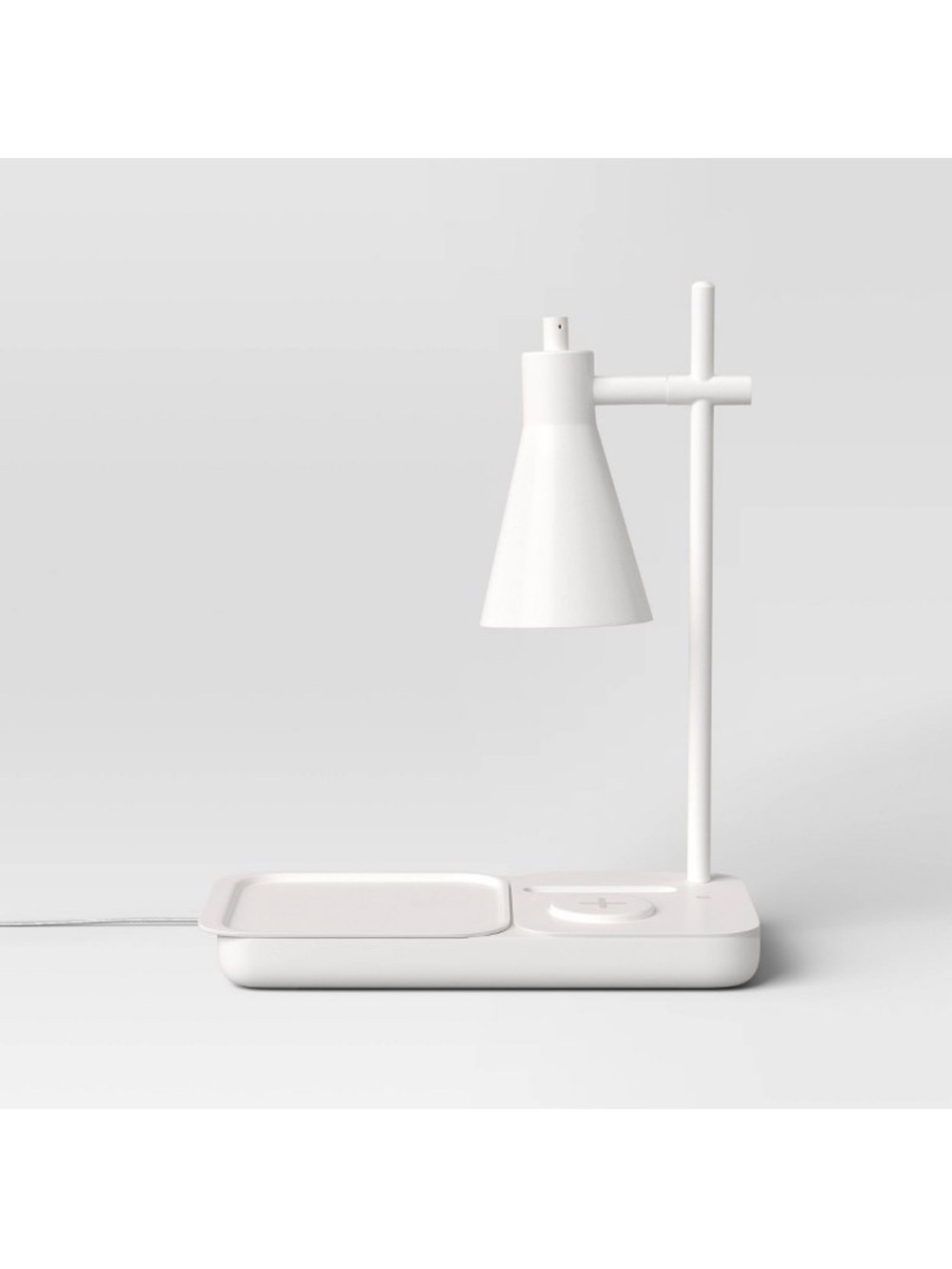 Room Essentials White Task Lamp with Tray and Wireless Pad